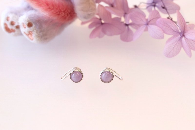 . Hand made earrings. Purple jade purple jade Clip-On/ ear pin pink purple - Earrings & Clip-ons - Gemstone Purple