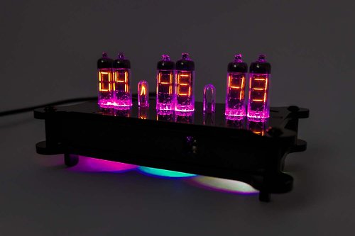 KamaLabs NUMITRON Desk clock with IV-9 Tubes + Remote + RGB + Power Nixie Era! Black case