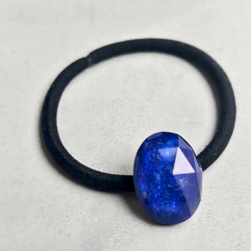 【日本製】大粒ラピスラズリ・クリスタルのヘアゴム - 髮夾/髮圈 - 石頭 藍色