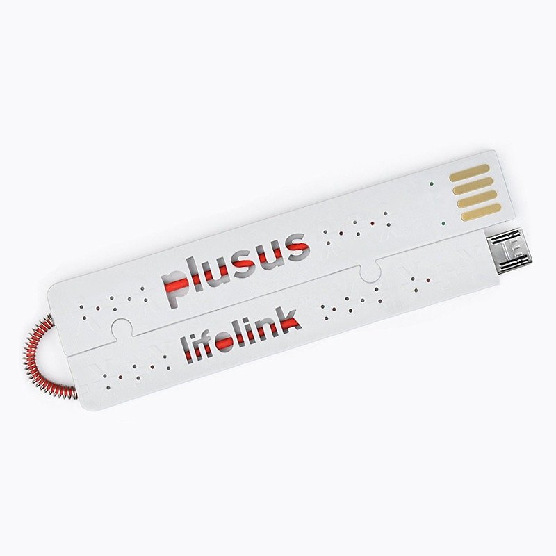 PlusUs Micro-USB - USB 時尚傳輸線 18cm白 - 行動電源/充電線 - 橡膠 灰色