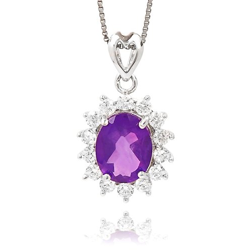 正佳珠寶 Gemsrich Jewelry 【正佳珠寶】紫水晶 冰質橢圓形 1.5g 紫水晶吊墜 方晶鋯石