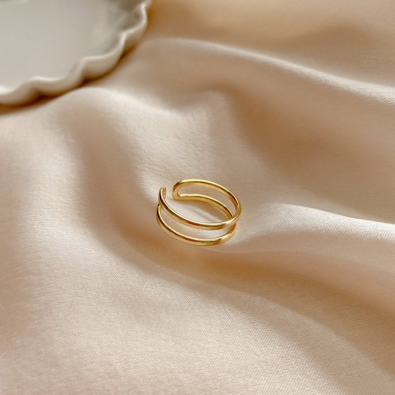 Lines- brass handmade ring - แหวนทั่วไป - ทองแดงทองเหลือง สีทอง