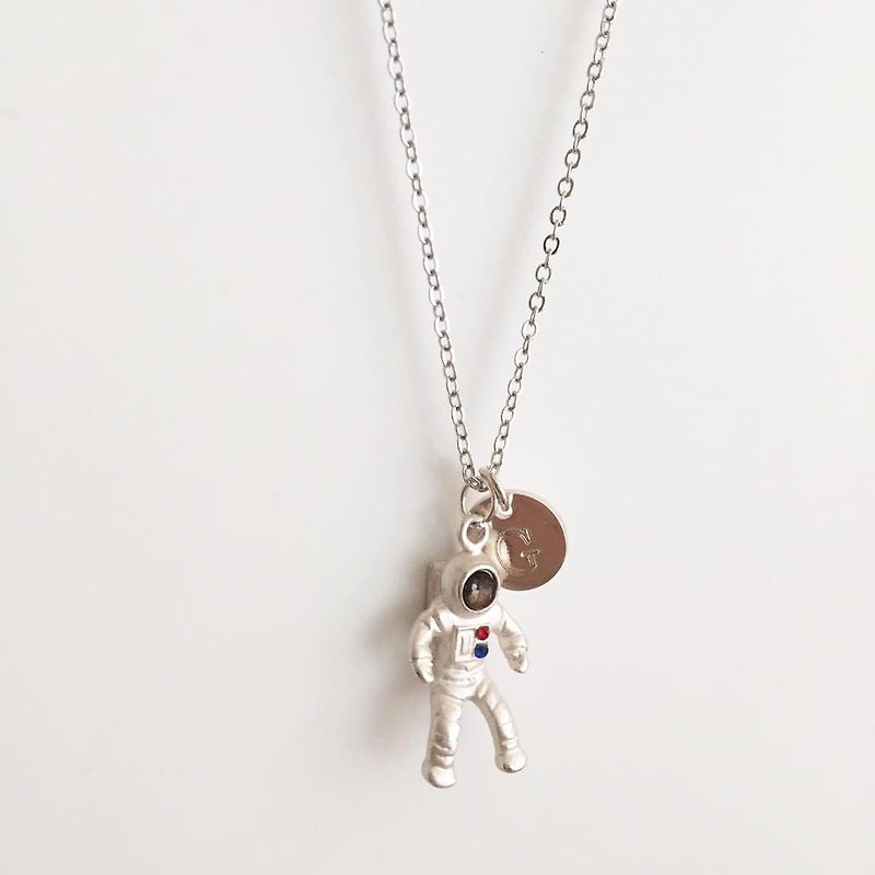 LaPerle "I am a spaceman" alphabet lettering medallion customized name necklace clavicle original mini love word addiction handmade necklace necklace jewelry Orbit Planet Universe english letter Necklace Handmade Free Shipping - Necklaces - Other Metals Silver