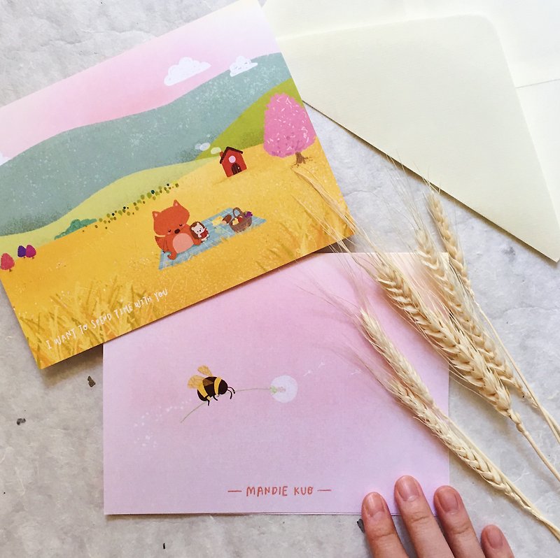Golden Field Picnic - Squeaky Greeting Card - Cards & Postcards - Paper Orange