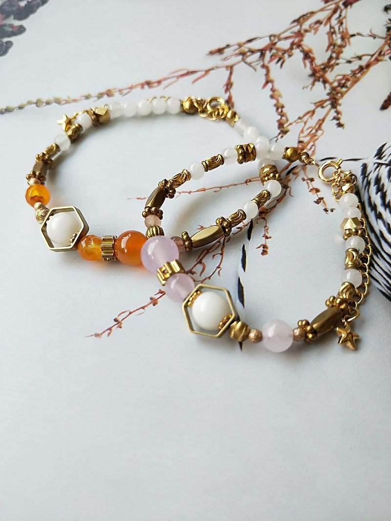 Dancing Petals - Bronze Gemstone jewelry bracelet breast milk - สร้อยข้อมือ - ทองแดงทองเหลือง 