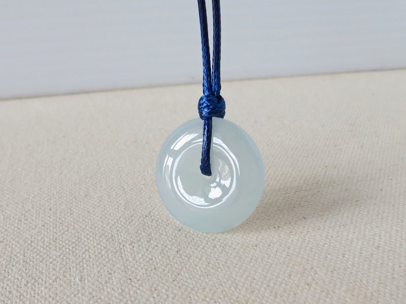 Year of the Zodiac【Qing‧Yun】Ice light blue jadeite Korean Wax thread necklace*2*Lucky, protect against villains - Long Necklaces - Gemstone Blue