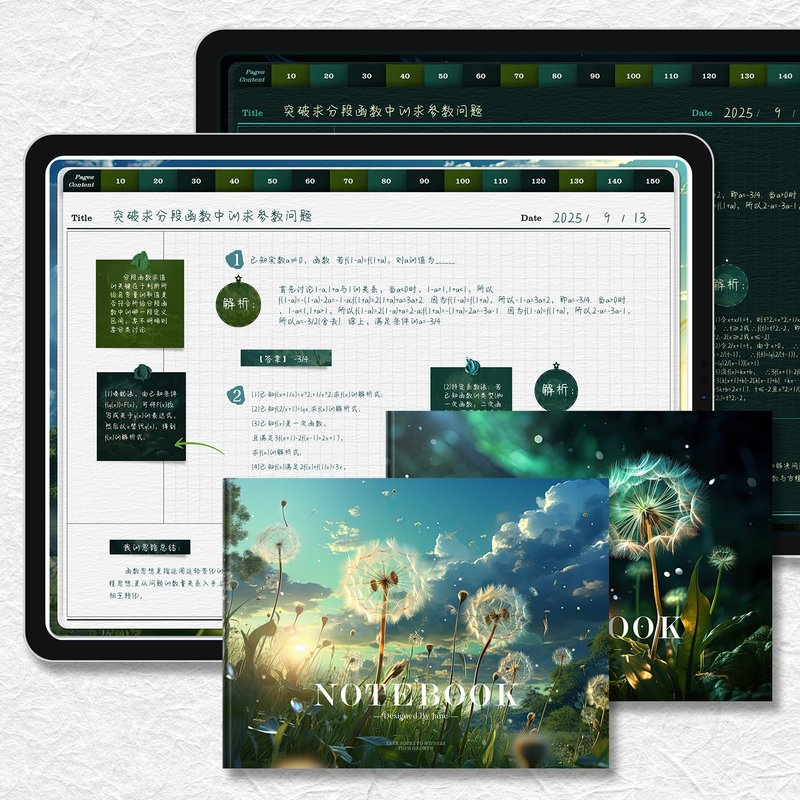 蒲公英橫版 電子手帳 康奈爾數位筆記本模板notability/goodnotes - 電子手帳及素材 - 其他材質 