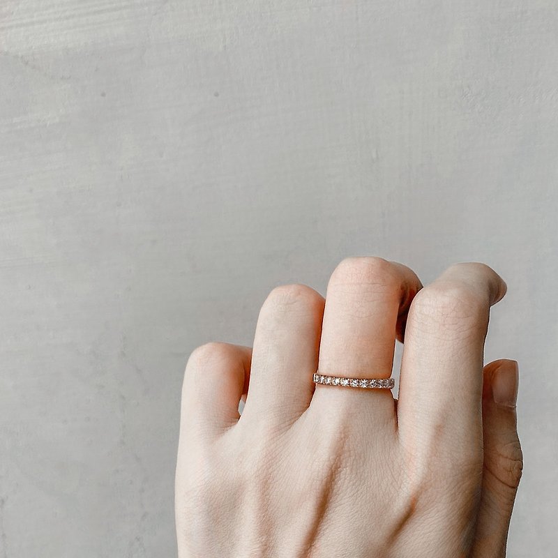 訂製-Marriage-18K/750玫瑰金鑲鑽石花紋戒指 - 戒指 - 玫瑰金 金色