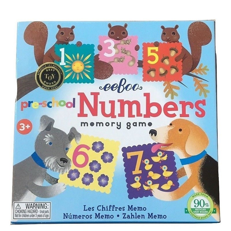 eeBoo Pre-School Numbers Memory Game- Pre-School Numbers Memory Game (Numbers) - Board Games & Toys - Paper Multicolor