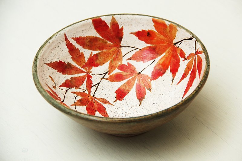 日本楓葉大缽 - 花瓶/花器 - 陶 