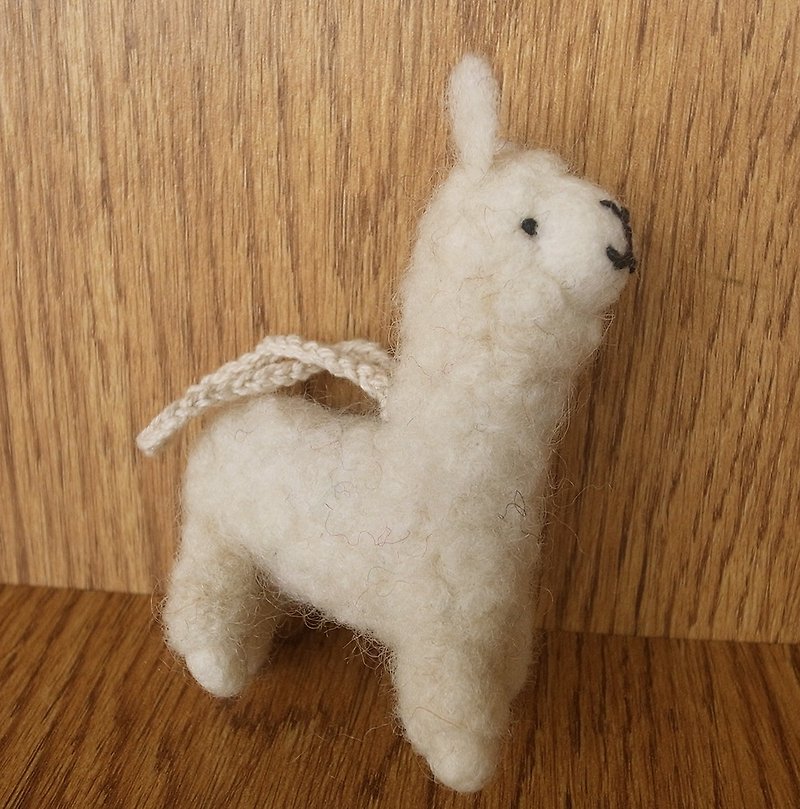 羊毛氈 手工製作  吊飾 包包掛飾 動物 草泥馬 羊駝 - 其他 - 羊毛 白色