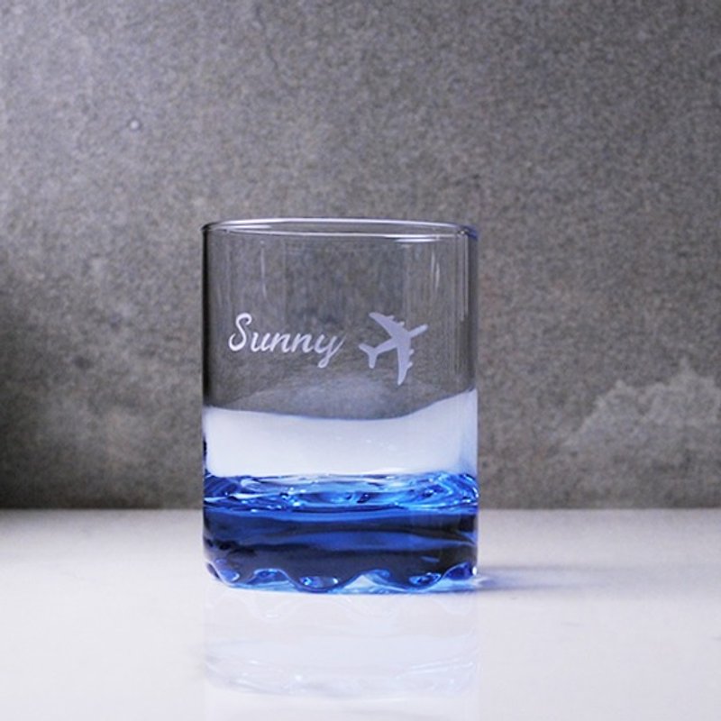 220cc【航空版】深海藍義大利酒杯 送給當空姐的女友空服員禮物 - 酒杯/酒器 - 玻璃 藍色