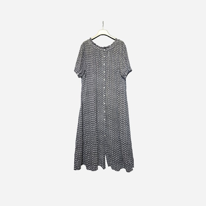 Dislocated vintage / breasted flower dress no.1089A1 vintage - ชุดเดรส - ผ้าฝ้าย/ผ้าลินิน สีดำ