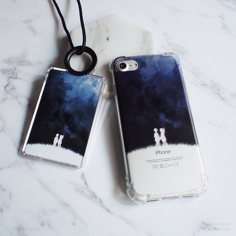 Dolphin on a Full Moon, iPhonecase and Cardholder set - ID & Badge Holders - Silicone Blue