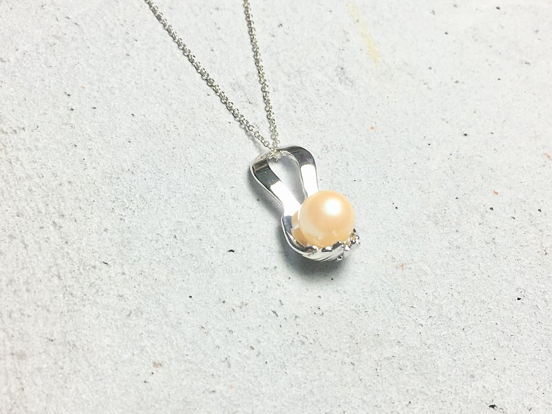 AJEOSSI[Handmade×Customized] 925 Sterling Silver×Natural Pearl Necklace - สร้อยคอ - เงินแท้ สีเงิน