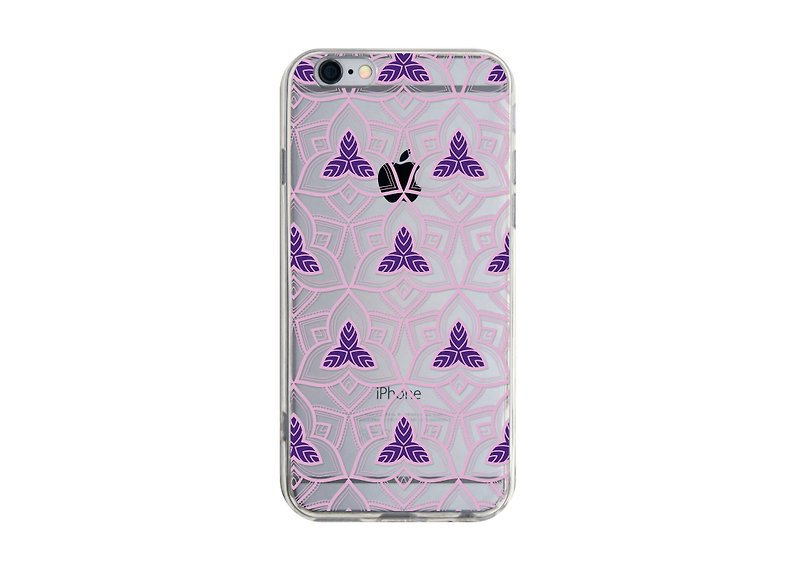Purple Flower White Line Transparent Phone Case iPhone Samsung Huawei Sony Xiaom - Phone Cases - Plastic Purple