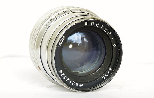 Russian photo Jupiter-8 2/50 silver lens for rangefinder camera M39 LSM mount USSR KMZ