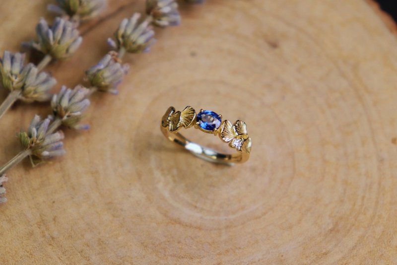 [Flower Garden a Kadan] k18 Ginkgo Ring/Ready Stock - General Rings - Gemstone Gold