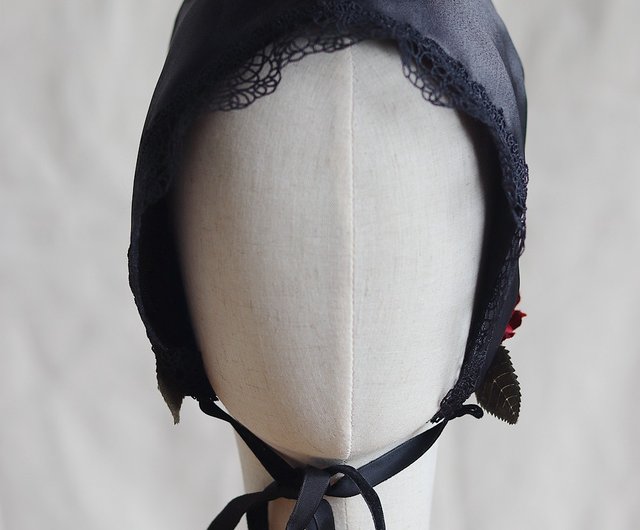 手作りの黒の女性用帽子ボンネット - ショップ cygzhandmade