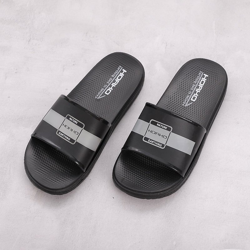 [胡格 HORKO] Down-to-earth earth communication outdoor men's slippers - black - รองเท้ากันฝน - วัสดุอื่นๆ 