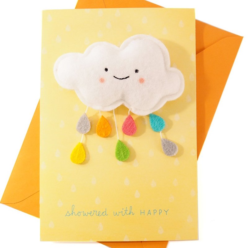 Rainbow raindrops under the white clouds [Hallmark-Signature Classic Handmade Card Baby Congratulations] - Cards & Postcards - Paper Yellow