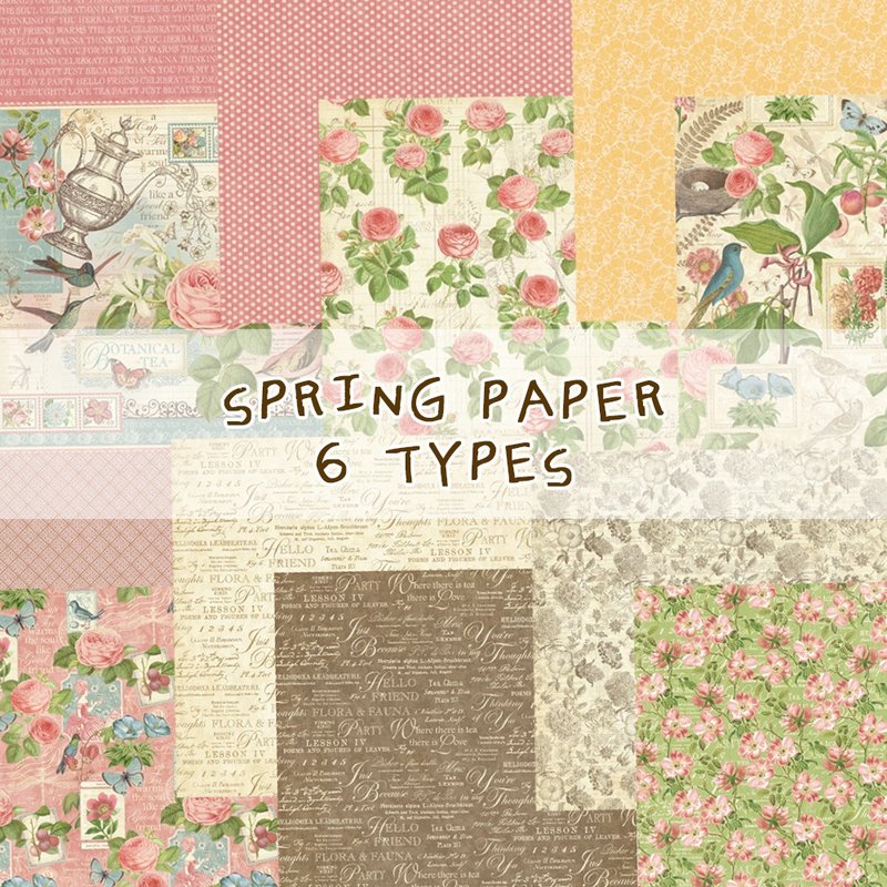 219g Spring Journal Double Sided design paper (honne market) - Cards & Postcards - Paper Multicolor