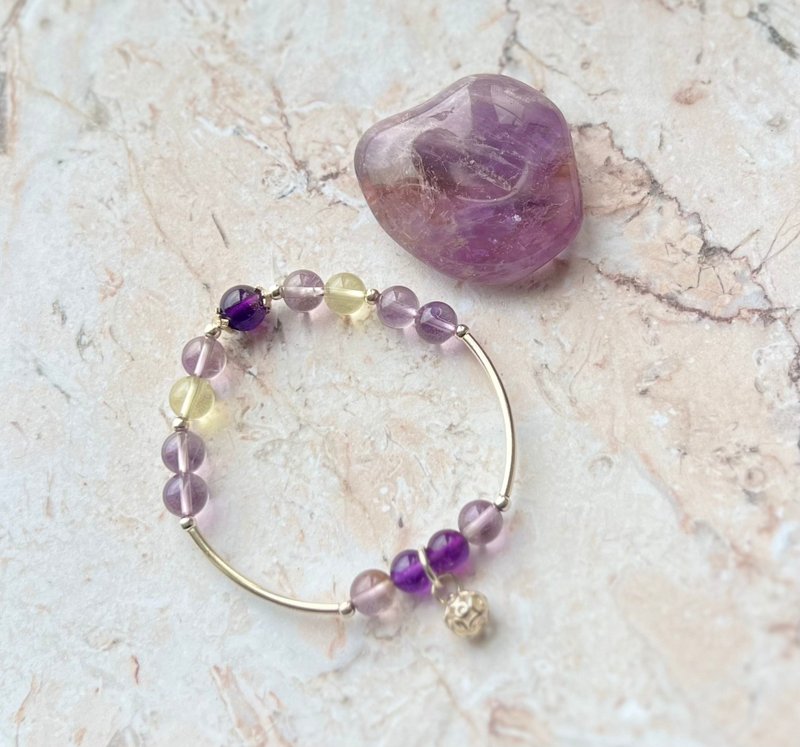 Natural crystal || Grape champagne || Design bracelet. Clear ametrine/925 sterling silver - Bracelets - Crystal Purple