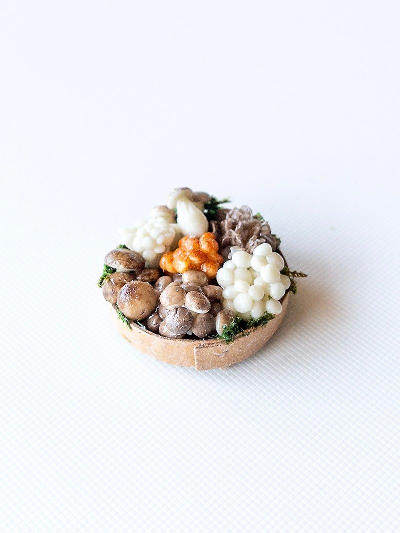 Miniature Food Assorted Mushrooms 7 Types Miniature - ตุ๊กตา - ดินเหนียว สีนำ้ตาล