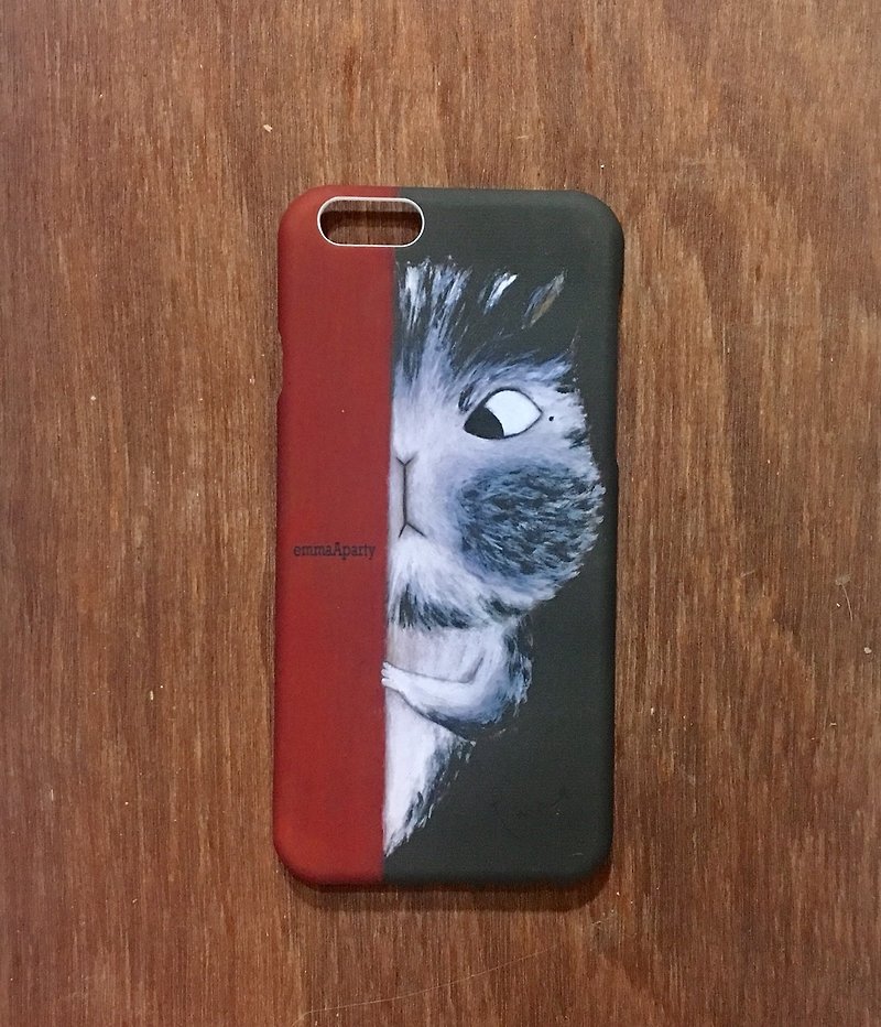 emmaAparty illustration mobile phone case: peeking at the cat - Phone Cases - Plastic 