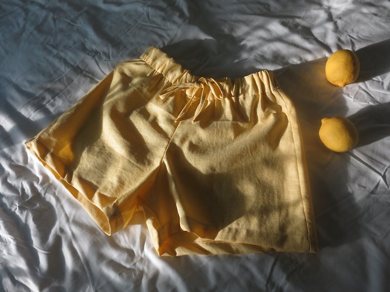 กางเกงขาสั้นPillow - Lemon - กางเกงขาสั้น - ผ้าฝ้าย/ผ้าลินิน สีเหลือง