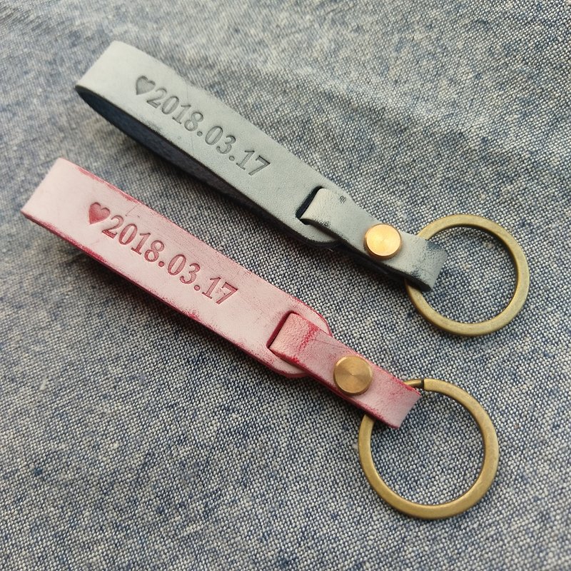 Leather custom keyring free lettering - Keychains - Genuine Leather Multicolor