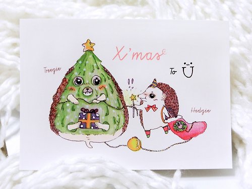 貓蝟 ∞ Catsegehogs 刺蝟小樹 聖誕卡片/明信片