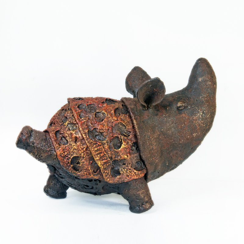 犀旺系列 | 犀牛 - 陶胎 漆器 仿古 陳金旺老師手作 - 擺飾/家飾品 - 陶 紅色