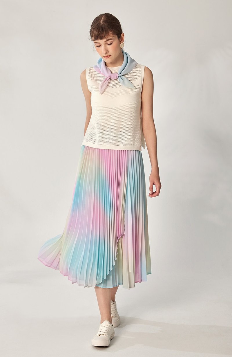 Adjustable pleated skirt (21S1SK01) - Skirts - Polyester Multicolor