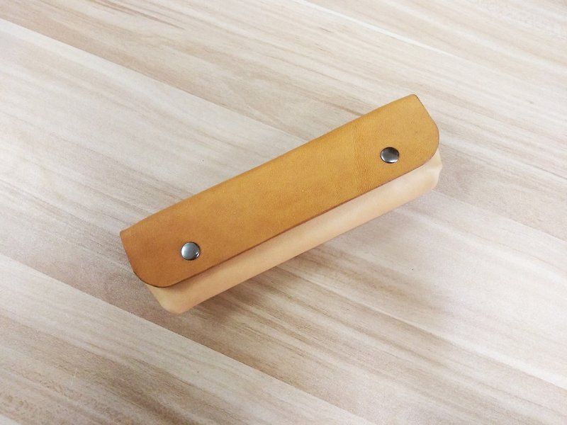 MICO**customized**hand-sewn vegetable tanned leather pencil case (custom leather) - กล่องดินสอ/ถุงดินสอ - หนังแท้ สีส้ม