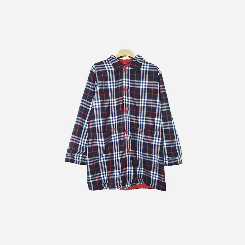 Dislocated vintage / Plaid Hooded Jacket no.956 vintage - Women's Casual & Functional Jackets - Other Materials Blue