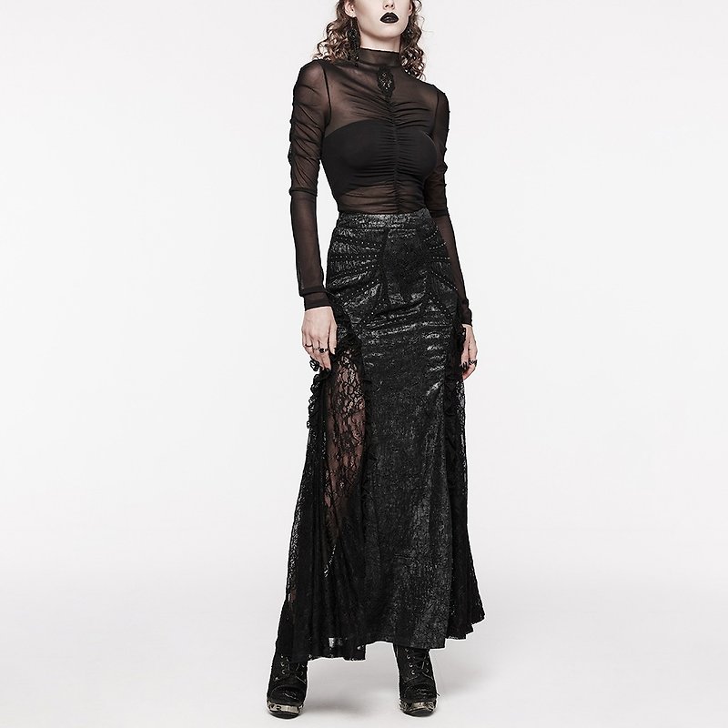 Gothic Vampire Coffin Gorgeous Lace Skirt - Skirts - Other Materials Black