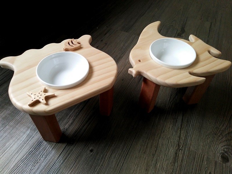 Hair child table series - [You. Tour.] - Pet Bowls - Wood Brown