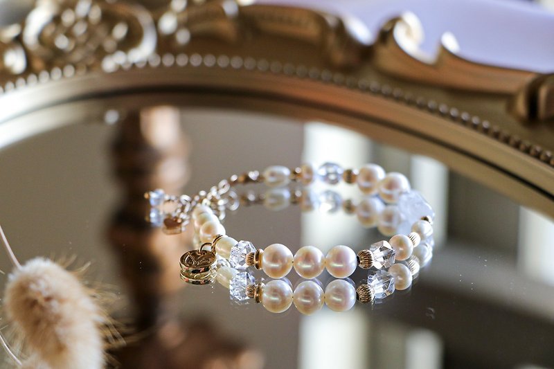 天然珍珠5A收藏水晶手鍊原礦設計 / 維納斯之淚 - 5A天然珍珠 - 手鍊/手鐲 - 珍珠 白色
