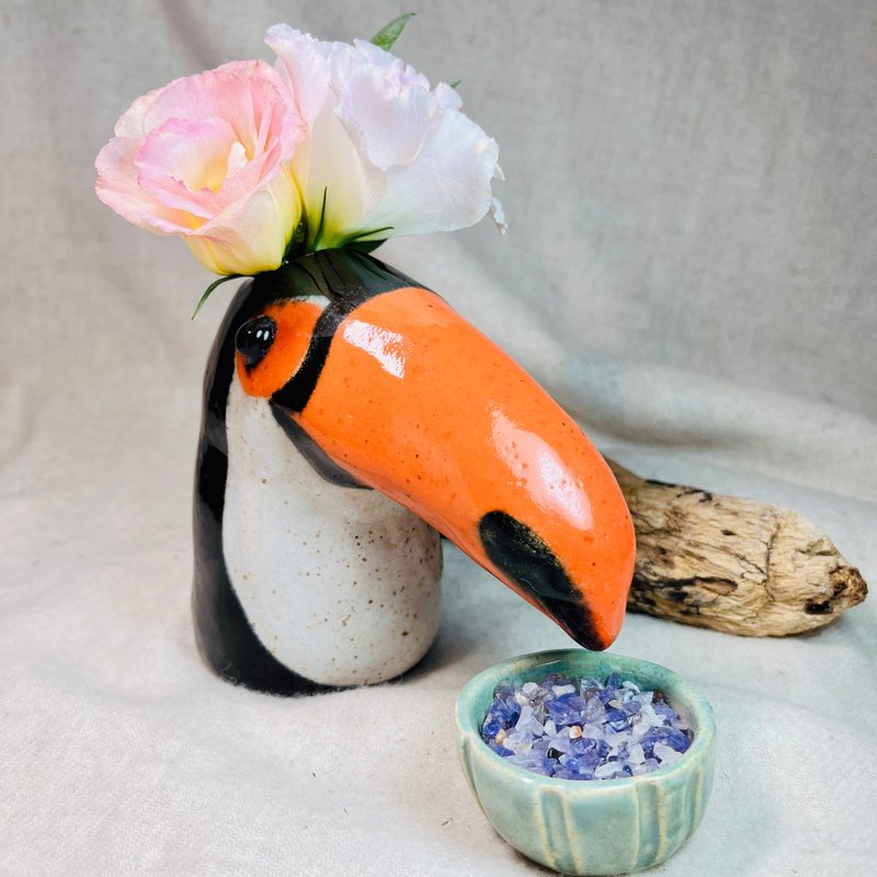 A Lu Toucan Pottery Free Gift Cornucopia of Good Luck/Unique Gift Original Handmade - Pottery & Ceramics - Pottery Multicolor