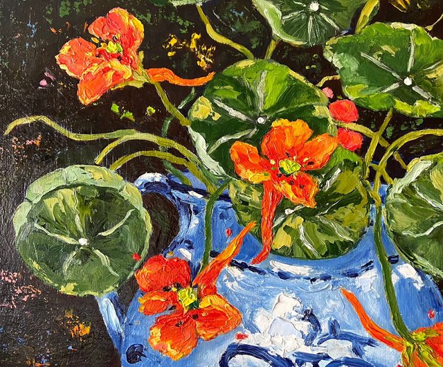 野生の花の絵画 花 オリジナルアート キャンバス 静物画 油絵