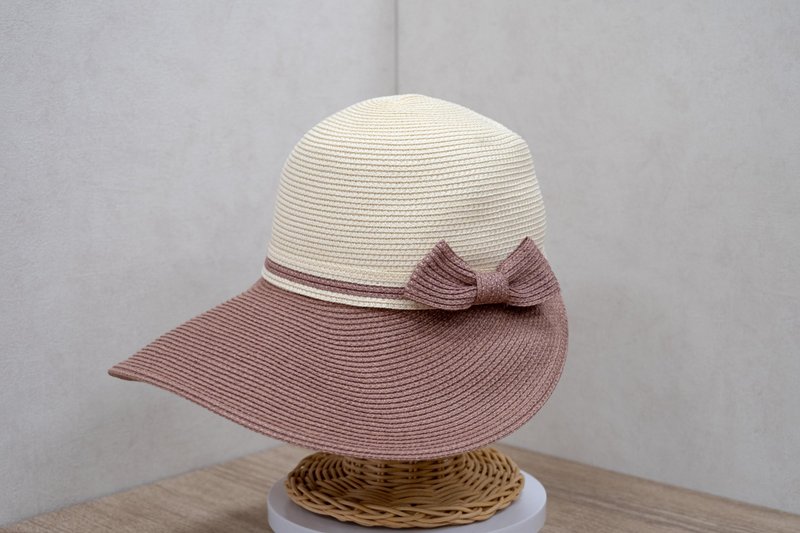 Lively sun hat - berry color + off-white paper thread woven made in Taiwan - หมวก - กระดาษ สึชมพู