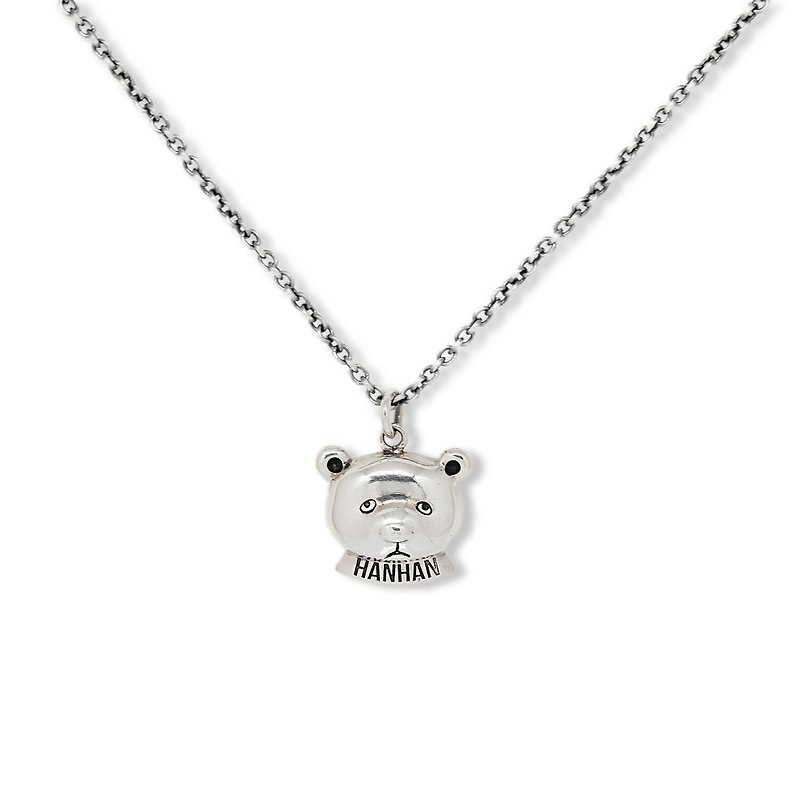 Handmade silver 925 sterling silver enamel bear treasure necklace - สร้อยคอ - เงินแท้ สีเงิน