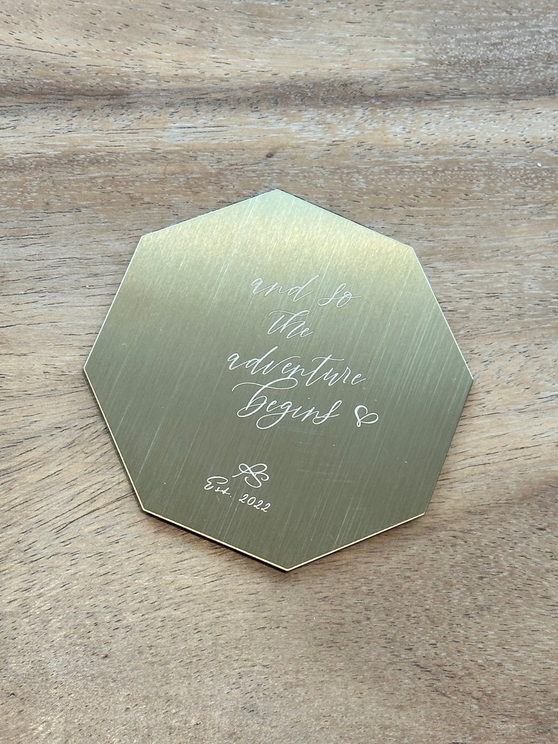 MYLOVEHK 訂造客製化個人化印刷杯墊 結婚回禮 活動公司禮物 - 杯墊 - 其他金屬 金色
