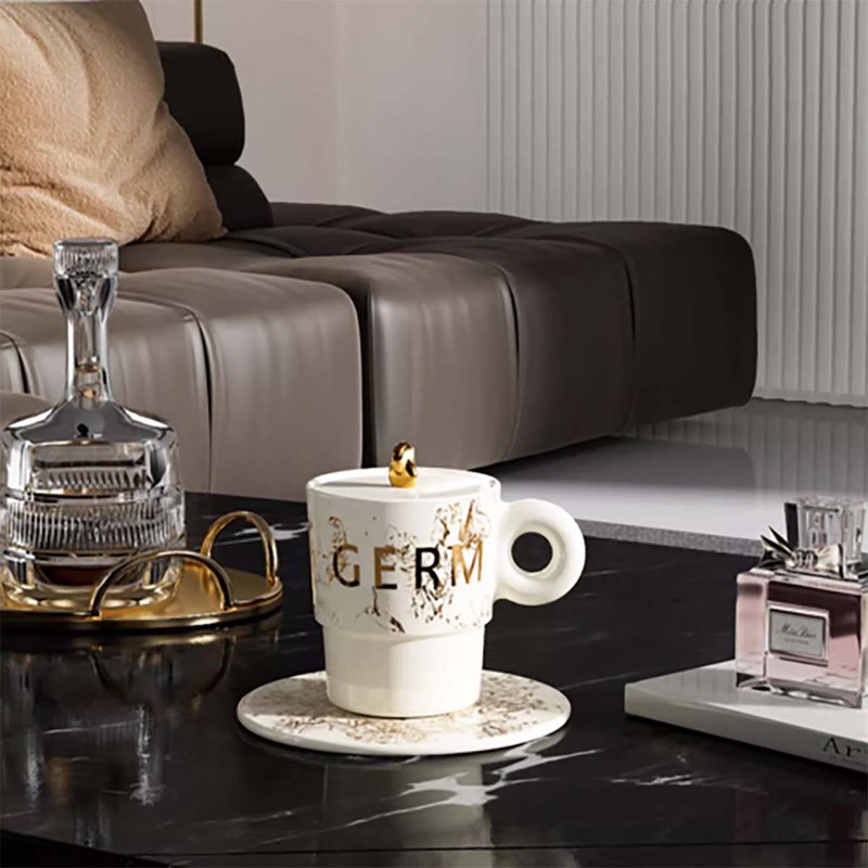 馬克杯女帶蓋陶瓷杯創意可愛水杯 GERM - 其他杯子 - 其他材質 白色