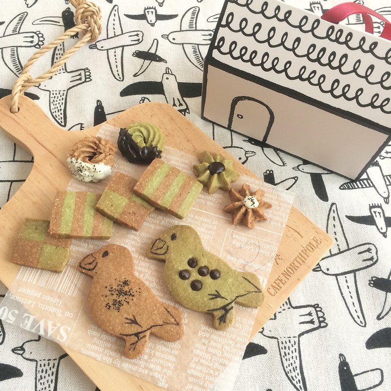 Two-color muffin biscuit tea fragrance series gift/gift box - คุกกี้ - วัสดุอื่นๆ สีเขียว