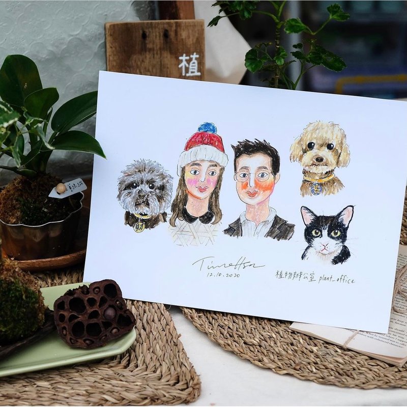 【Customized gifts】Portrait sketched characters/hairy kids - Customized Portraits - Paper 