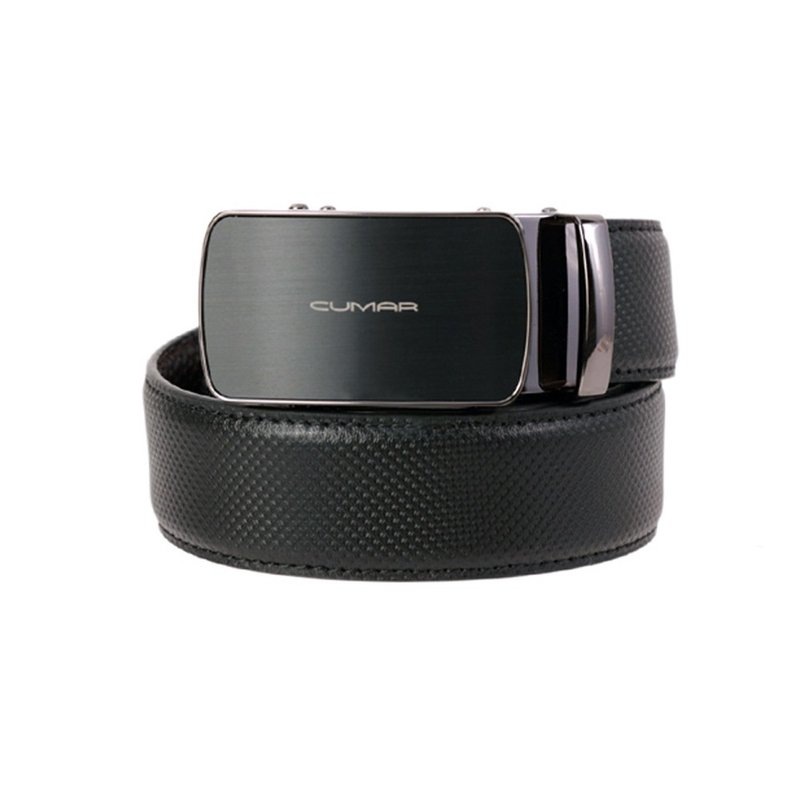 CUMAR RHOMBUS AUTOMATIC BUCKLE - Belts - Genuine Leather Black