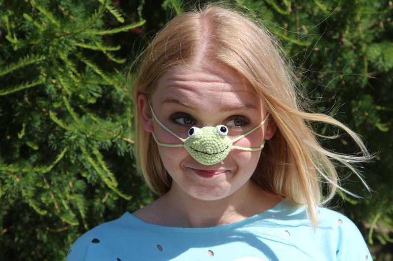 Nose warmer frog lover gifts. Cute frog and toad. - 其他 - 棉．麻 綠色
