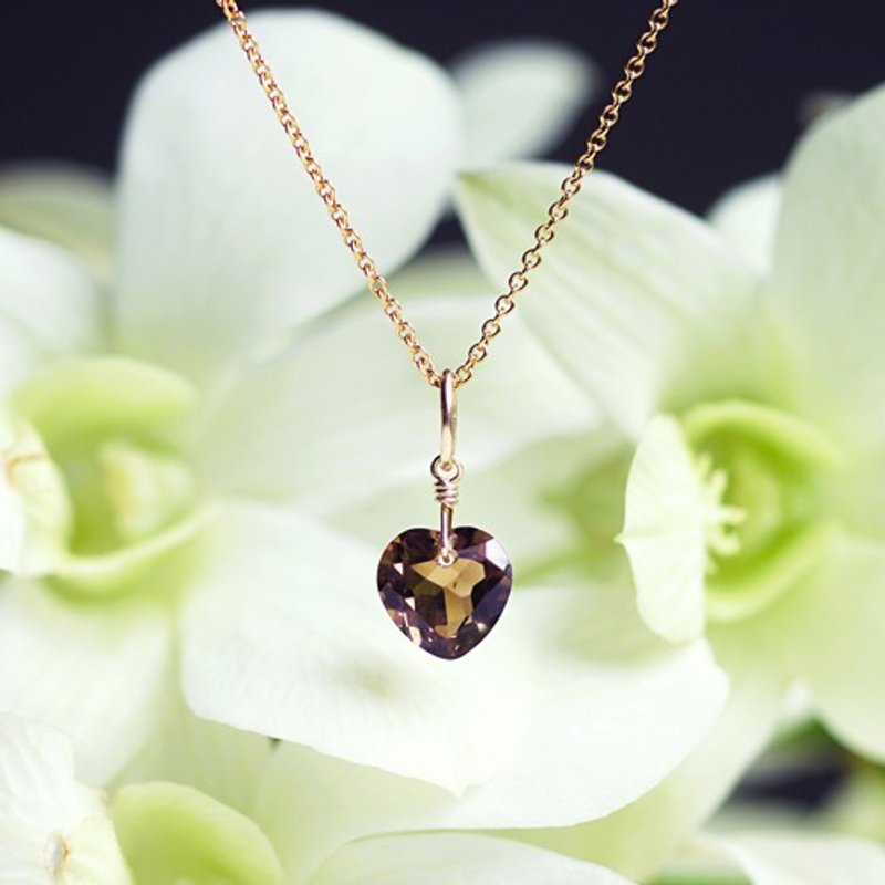 ハートカットスモーキークォーツの一粒ネックレス　Genet - 項鍊 - 寶石 咖啡色